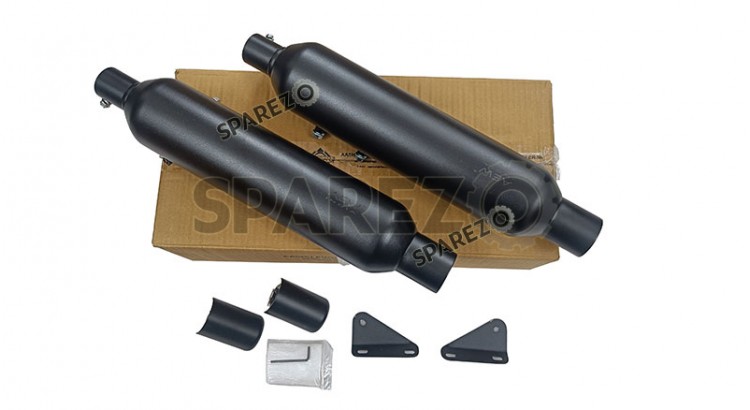 Royal Enfield Shotgun 650 AEW TE 203 Black Exhaust Silencer Pair - SPAREZO